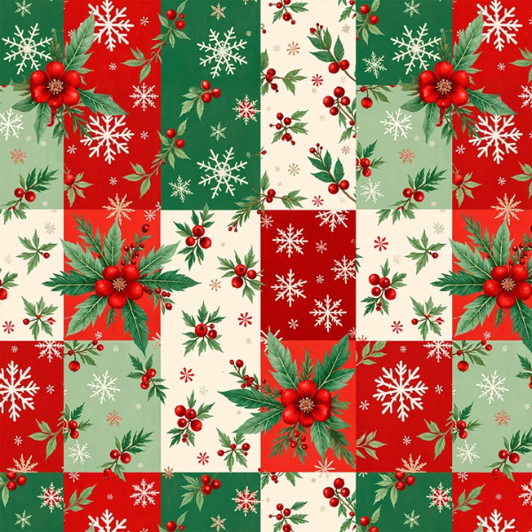 Tricoline Digital Natal Patchwork Flores