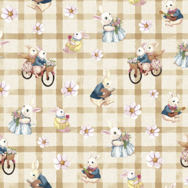 Tricoline Infantil Coelhinhos Campestres Xadrez