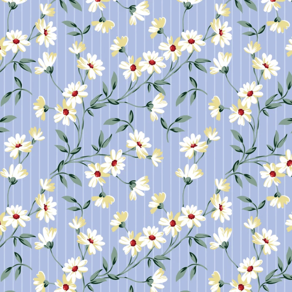 Tricoline Margaridas Delicadas Azul