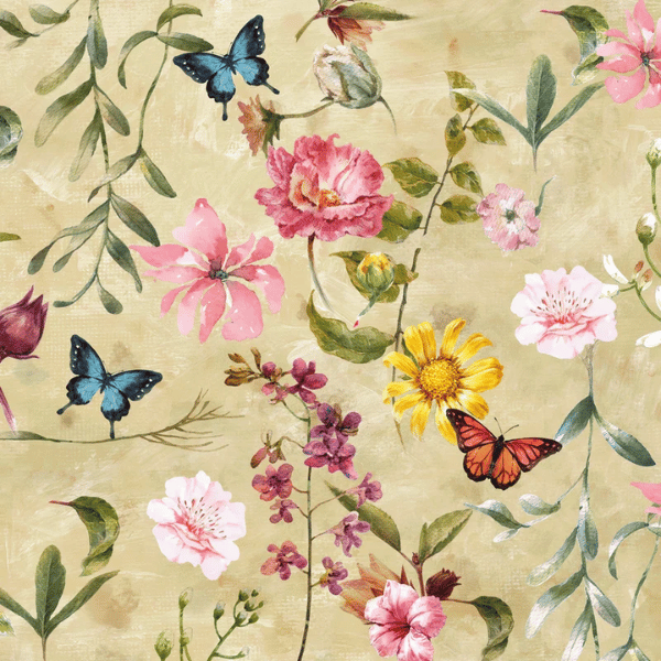 Tricoline Floral Jardim das Borboletas