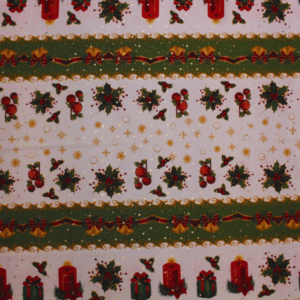 Oxford Estampado Natal Velas e Azevinho