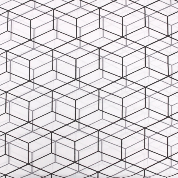 Percal Geométrico Preto 100% Algodão 150 Fios - 2,48 de Largura