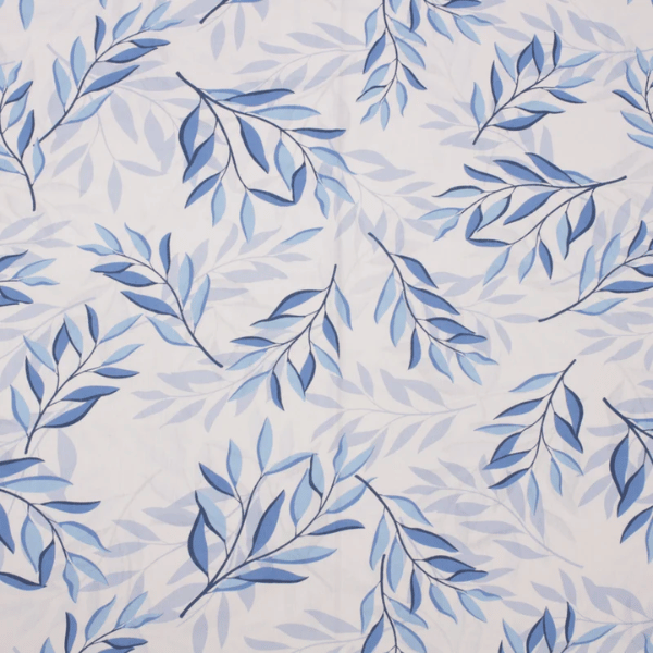 Percal Folhas Azul 100% Algodão 150 Fios - 2,48 de Largura