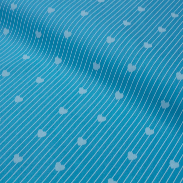 Percal Azul Corações150 Fios - 2,50 de Largura