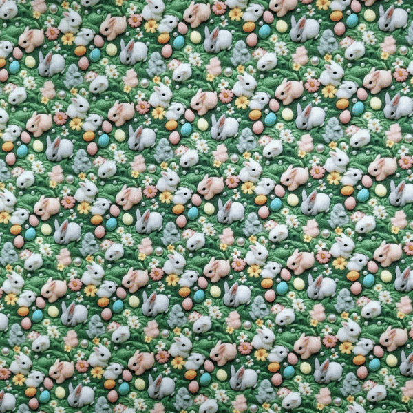 Tricoline Coelhinhos de Páscoa Fundo Verde