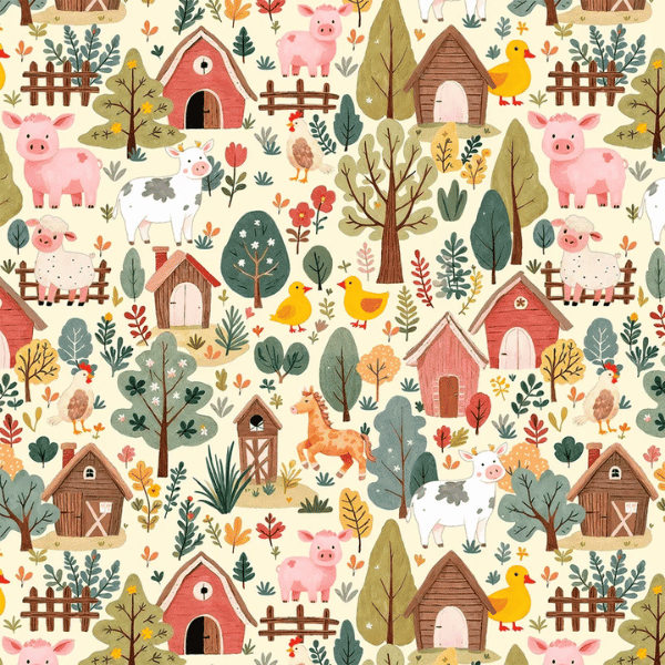 Tricoline Digital Infantil Fazendinha Encantada - Meio Metro ( 50cm x 150cm)